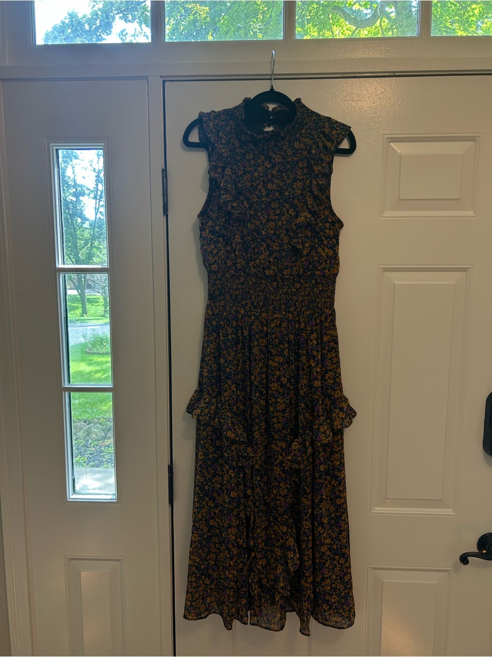 Lulu's Black Maxi Dress with Yellow & Orange Floral